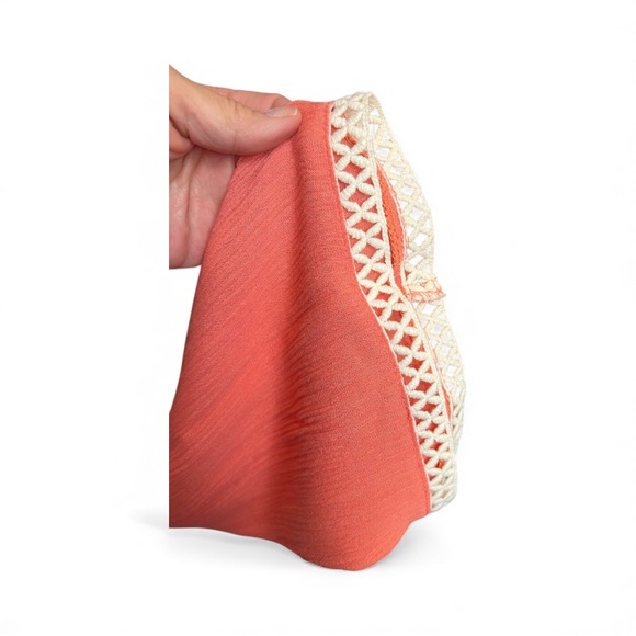 🧡 EUC++ UMGEE Orange Cold Shoulder Crochet Detail Blouse | Sz M - Picture 4 of 7